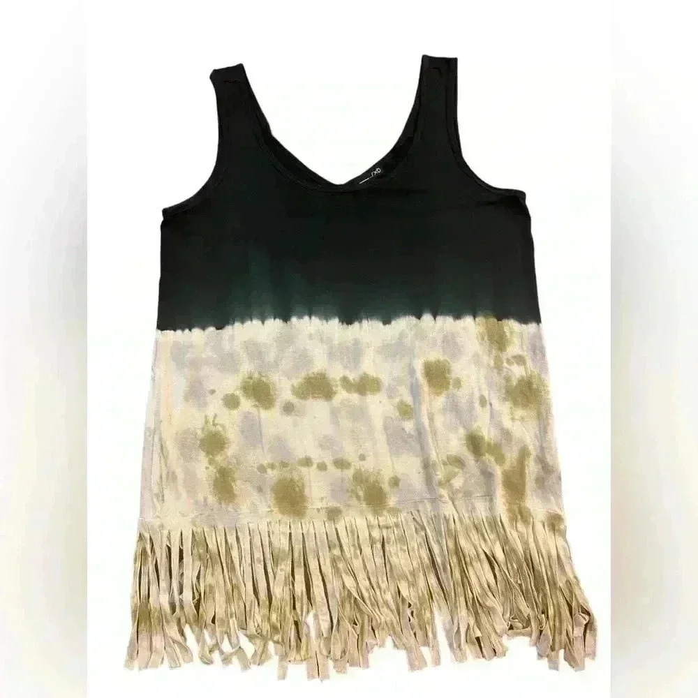 NWT RXB Tie Dye Fringe Tank Top Size Large